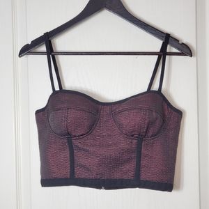 SLEEK Burgundy Crop Top with Zipper Detail